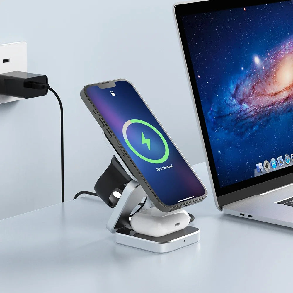 3-in-1 Foldable Magnetic Wireless Charging Stand