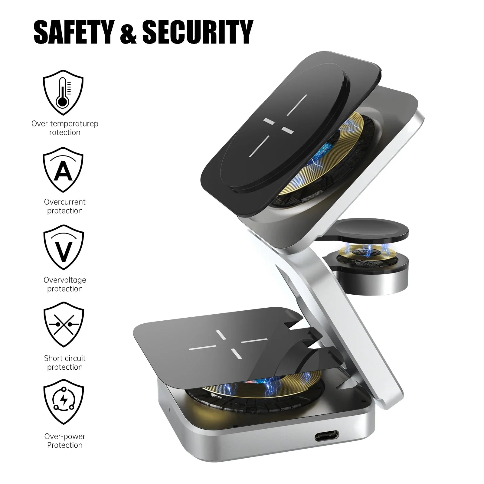 3-in-1 Foldable Magnetic Wireless Charging Stand