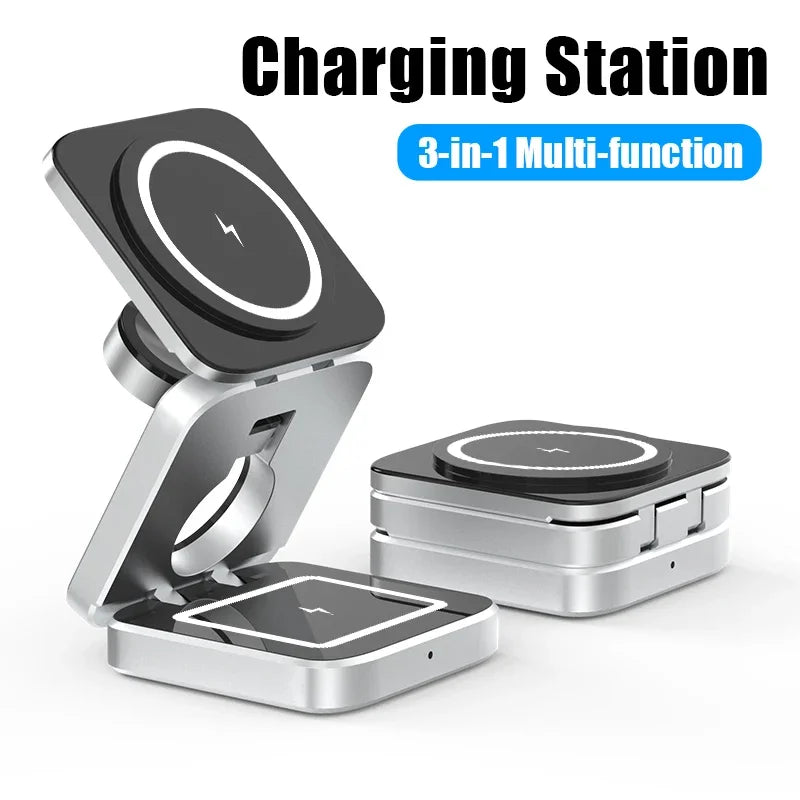 3-in-1 Foldable Magnetic Wireless Charging Stand